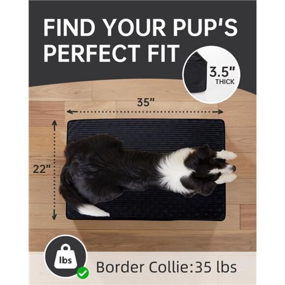 Black Orthopedic Dog Bed for Large Dogs Non-Slip Bottom Size(35"x22"x3.5") - Picture 7 of 7